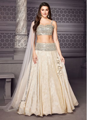 Stylish Cream Georgette Lehenga Choli