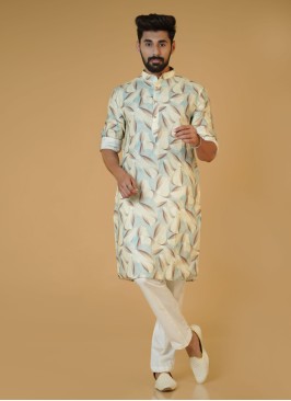 Cream Printed Readymade Kurta Pajama