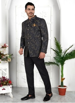 Dark Grey Imported Jodhpuri Suit