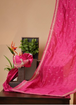 Deep Pink Embroidered Safa And Dupatta Set