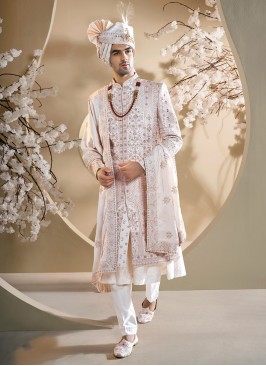 Designer Heavy Embroidered Shaded Color Velvet Sherwani