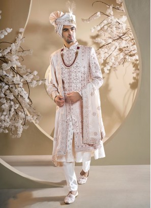 Designer Heavy Embroidered Shaded Color Velvet Sherwani