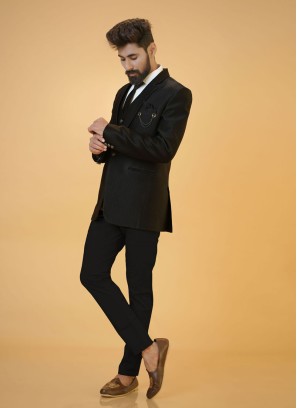 Designer Imported Fabric Suit In Black