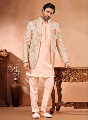 Designer Jacket Style Indowestern Set For Men