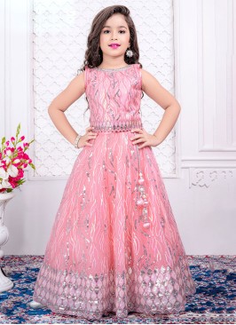 Designer Sequins Embroidered Pink Lehenga Choli In Net