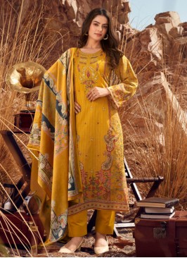 Mustard Yellow Digital Printed Dress Material