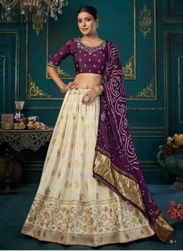 Off White Dola Silk Embroidered Lehenga Choli With Dupatta