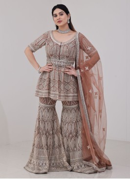 Dusty Rose Pink Sequins Embellished Sharara Set