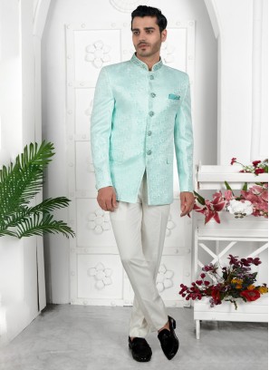 Elegant Firozi Green Jodhpuri Suit