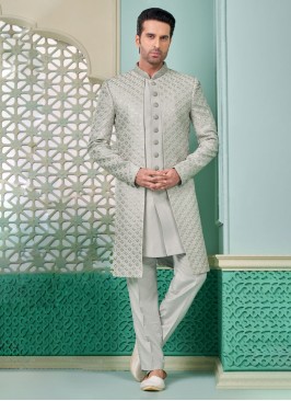 Elegant Grey Indowestern Set Featuring Sequins Work