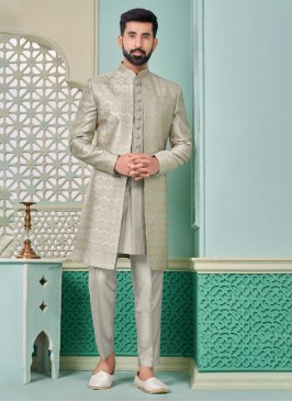 Elegant Grey Indowestern Set With Sequins Detailing