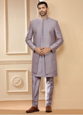 Elegant Lavender Jacket Style Indowestern For Men