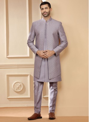 Elegant Lavender Jacket Style Indowestern For Men