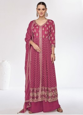 Mulberry Pink Embroidered Palazzo Set