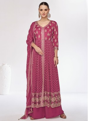 Mulberry Pink Embroidered Palazzo Set