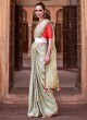 Light Pista Green Satin Silk woven Saree