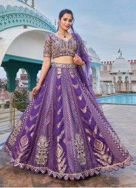 Exclusive Purple Designer Silk Lehenga Choli For W