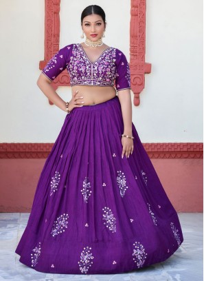 Exclusive Purple Designer Chiffon Lehenga Choli For Wedding