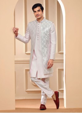 Exquisite Light Pink Silk Indowestern Set