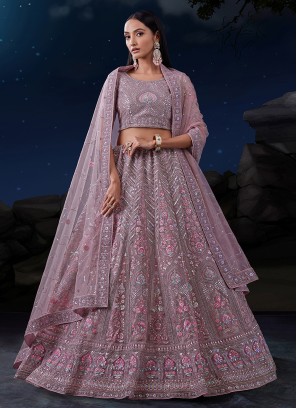 Dusty Rose Pink Designer Lehenga Choli With Dupatta