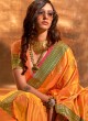 Orange Contemporary Satin Silk Saree