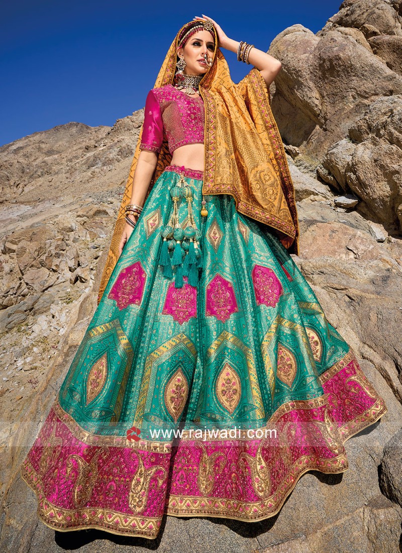 Weaving Work Designs Banarasi Silk Fabric Dark Beige Color Wedding Wear  Lehenga With Jacquard Dupatta