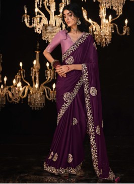 Gorgeous Purple Tissue Silk Saree