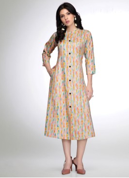 Fancy Printed Multi Color A-Line Kurti