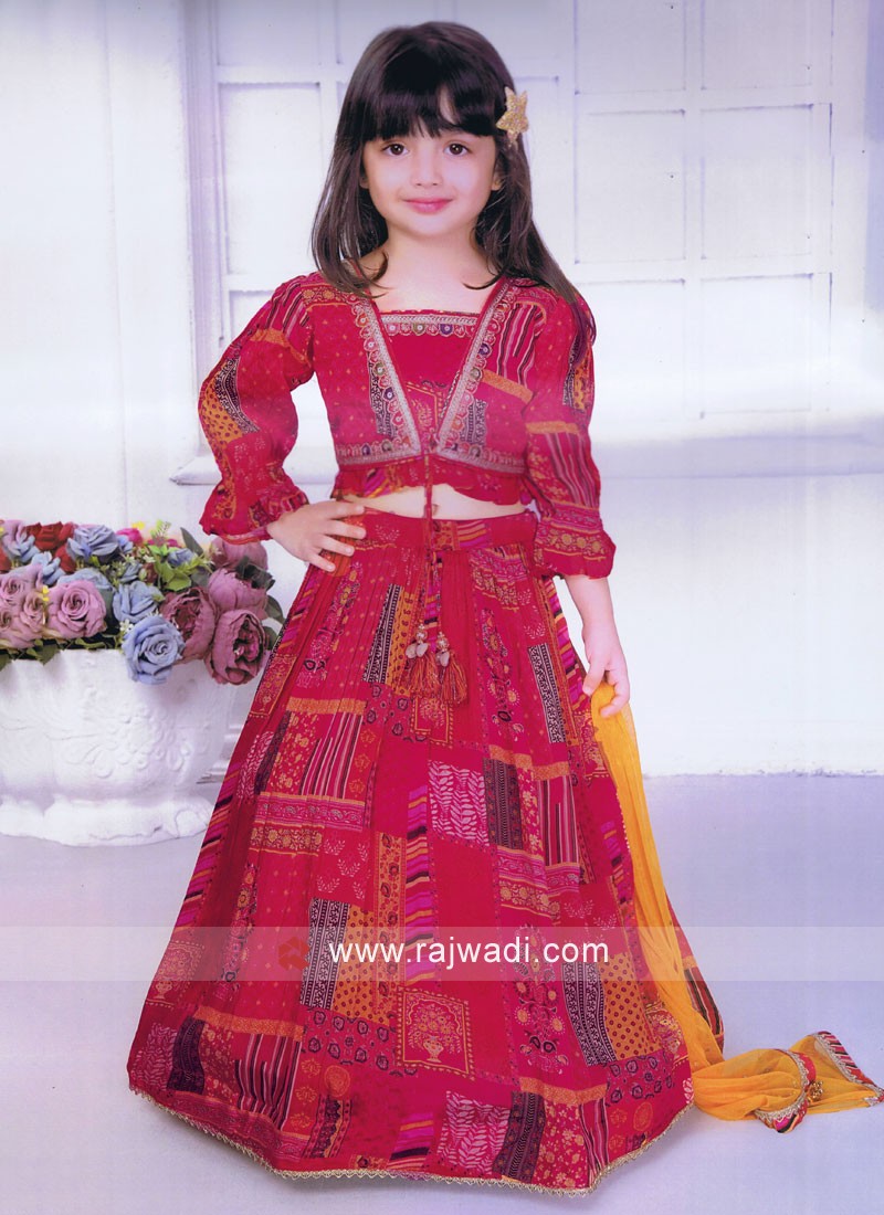 Kaku Fancy Dresses Multicolor Lehenga Choli for Girls/Ethnic Lehenga Choli  with Dupatta for Girls - 3-4 Years : Amazon.in: Clothing & Accessories