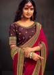 Deep Pink Color Wedding Wear Artificial Silk Classic Saree
