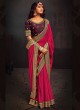 Deep Pink Color Wedding Wear Artificial Silk Classic Saree