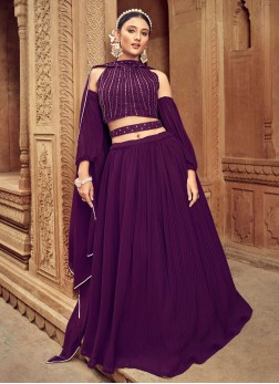 Georgette Purple Trendy Lehenga Choli