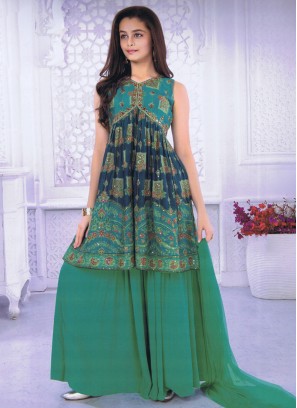 Festive Wear Chiffon Palazzo Style Salwar Suit