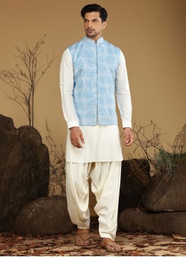 Festive Wear Embroidered Nehru Jacket Set