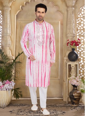 Festive Wear Mirror Embroidered Cotton Silk Kurta Pajama