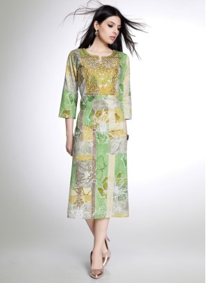 Festive Wear Multi Color Kurti In Cotton Silk