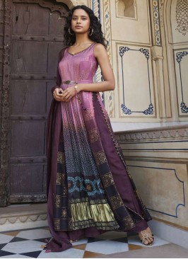 Festive Wear Purple Shaded Palazzo Suit