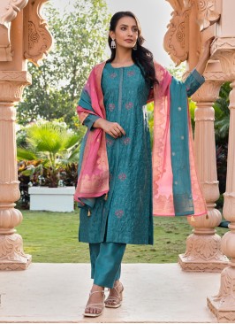 Festive Wear Silk Pant Style Salwar Kameez
