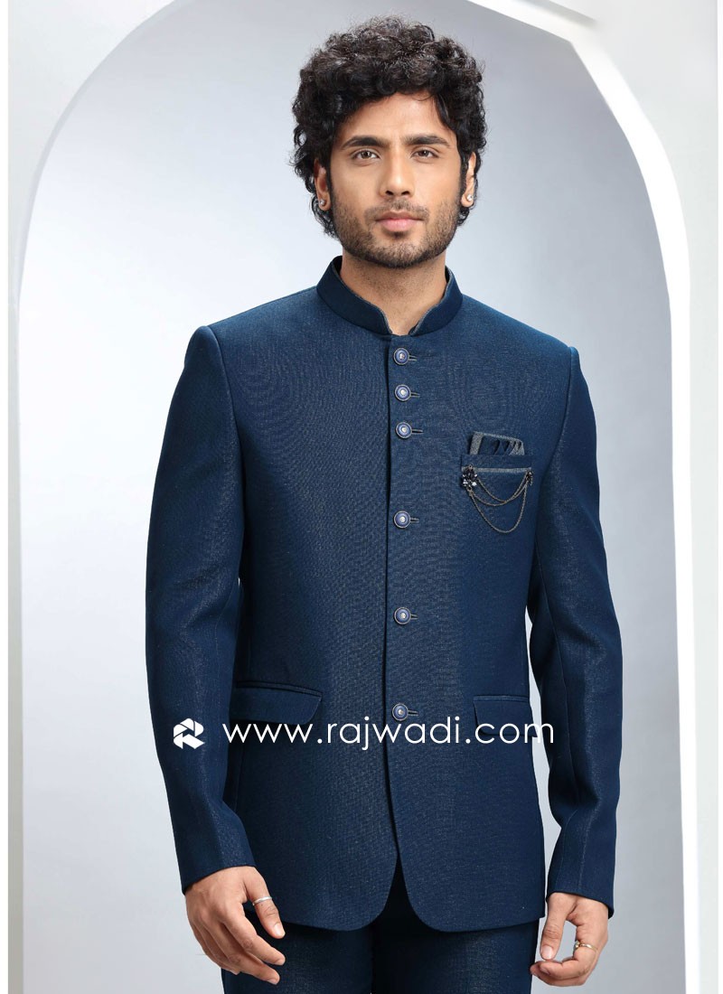 Festive Wear Teal Blue Jodhpuri Suit