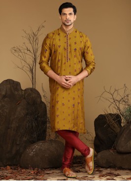 Festive Wear Thread Embroidered Silk Kurta Pajama