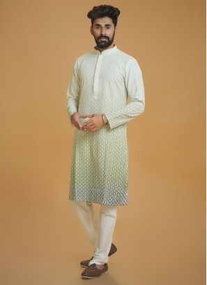 Festive Wear Thread Embroidered Silk Kurta Pajama