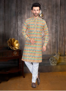 Festive Wear Zig Zag Printed Kurta Pajama