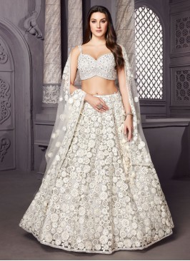 Floral Motifs Off White Readymade Lehenga Choli