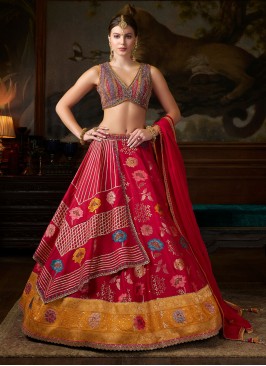 Floral Motifs Work Designer Silk Lehenga Choli