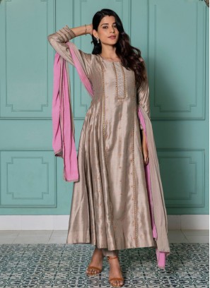 Fown Color Readymade Anarkali Suit With Dupatta