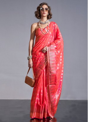 Gajari Pink Festive Weaving Handloom Silk Saree