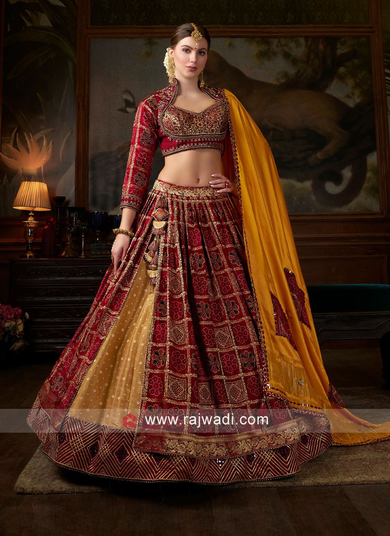 Off White Fancy Designer Wedding wear Silk With santoon Inner And Double  Layer Heavy Can Can Mirror Embroidery And Stone Work Lehenga Choli  Collection 1013 - The Ethnic World