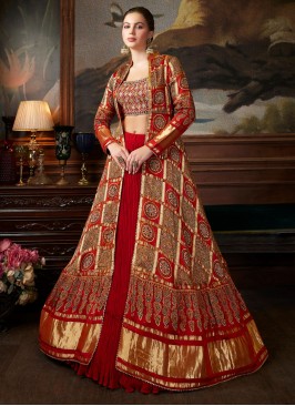 Gajji Silk Jacket Style Lehenga Choli With Ajrakh Prints