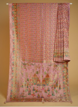 Gajri Pink Pashmina Silk Woven Saree