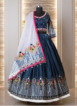 Garba Special Blue Cotton Chaniya Choli